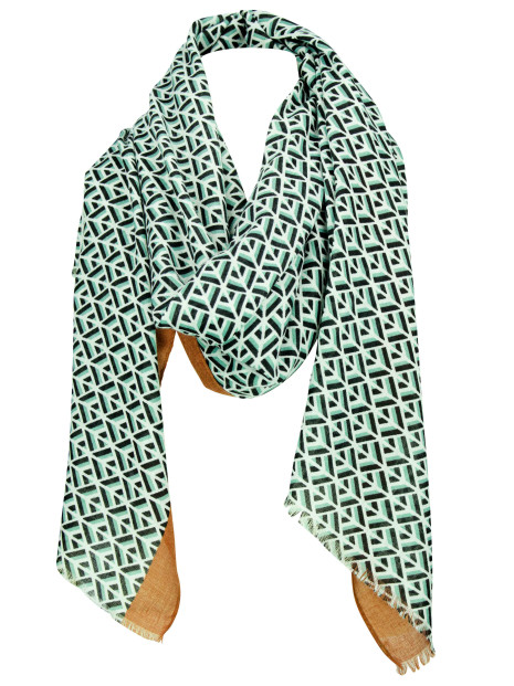 Tørklæde m/ mønster grøn