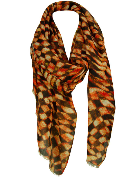 Tørklæde m/ grafisk mønster orange