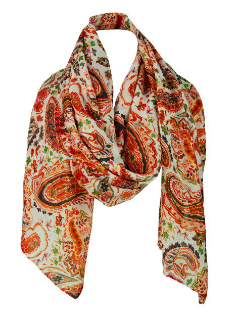 Tørklæde m/ paisley orange