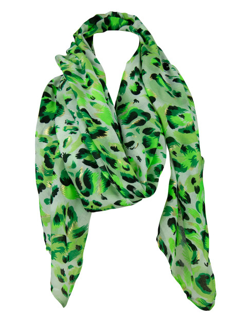 Tørklæde m/ leopard grøn