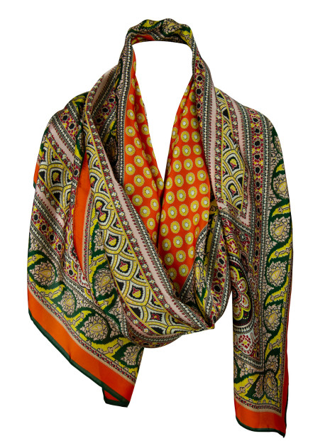 Tørklæde m/ paisley blomst orange
